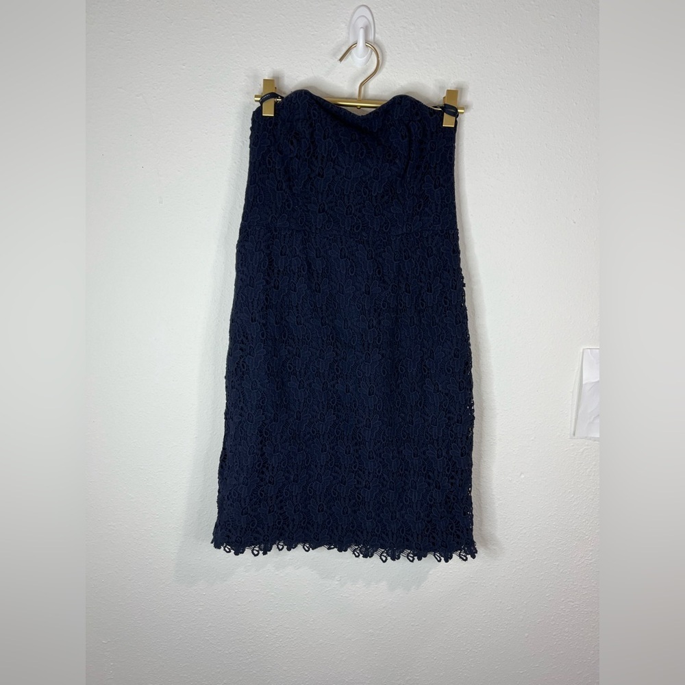 Tommy Hilfiger Navy Blue Strapless Lace Dress Size 4 Cocktail Party Wedding